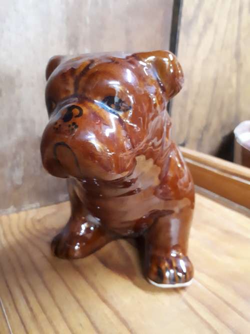 Brown Ceramic Glazed Bulldog