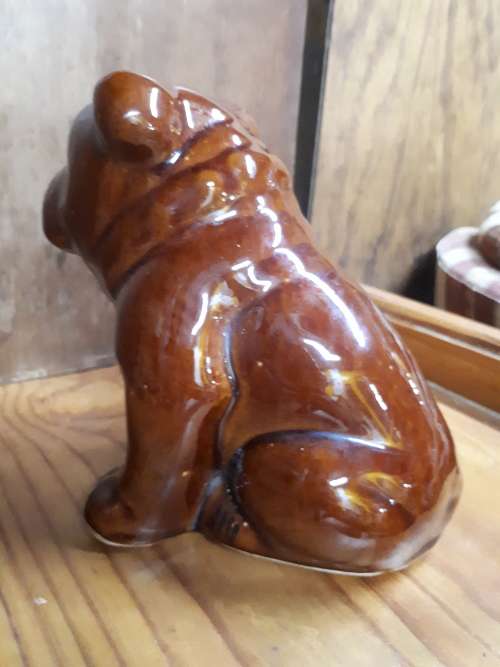 Brown Ceramic Glazed Bulldog