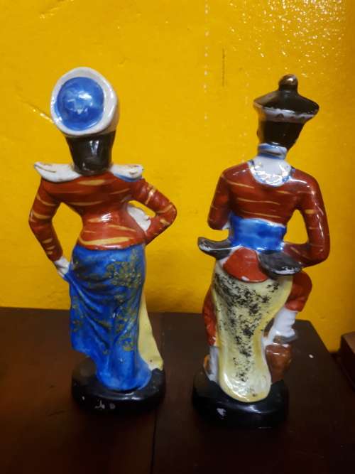 2 x Vintage Handpainted Oriental Figures