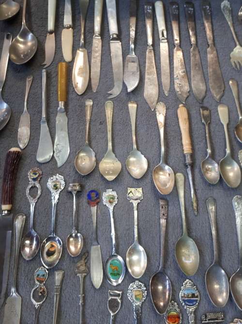 Edwardian Oak Cutlery Tray + 140Pc Assorted Cutlery Victorian / Edwardian / Art Deco / Vintage