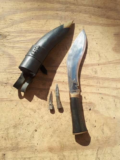 Vintage Gorkha Army Kukri In Original Leather Sheath