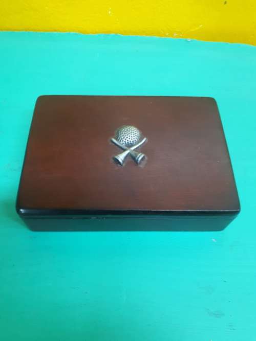 Set Of Two (Sealed) Golf Playing Cards In Wooden Box