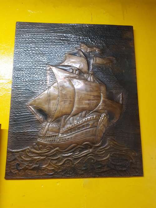 Man of War Vintage Graduated Copper Plaque