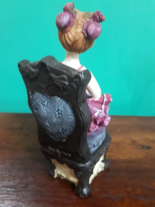 Stunning Handpainted Resin Figure of Young Girl on Chair