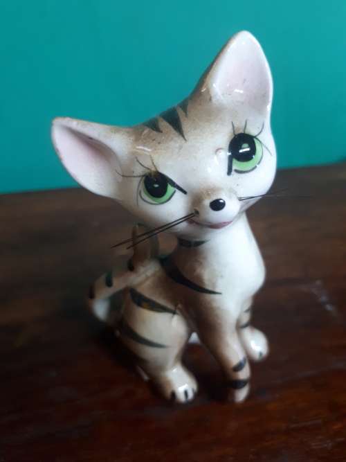Ceramic Glazed Cat by Foreign (Germany) 1960`s