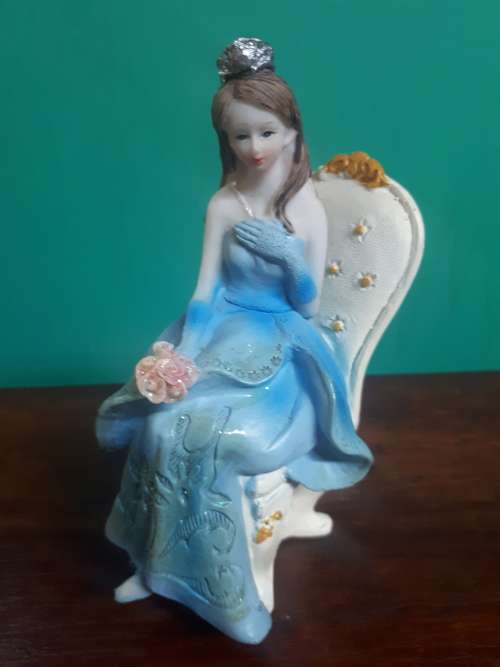 Vintage Resin Handpainted Young Lady On Chair