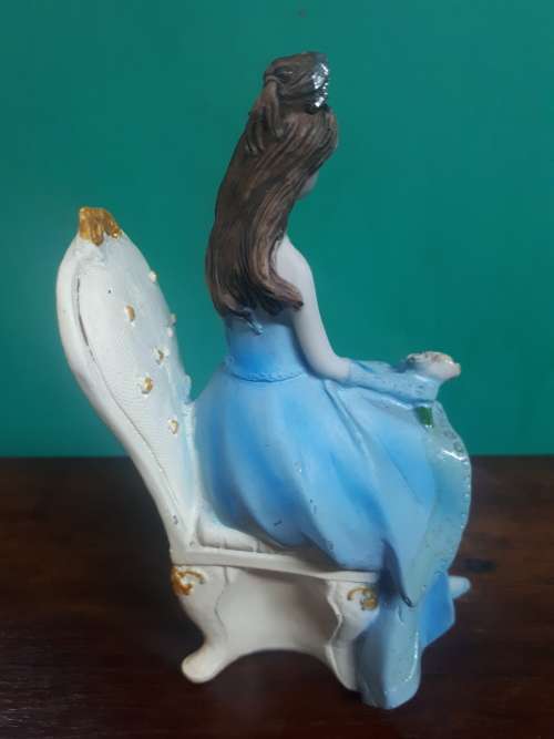 Vintage Resin Handpainted Young Lady On Chair