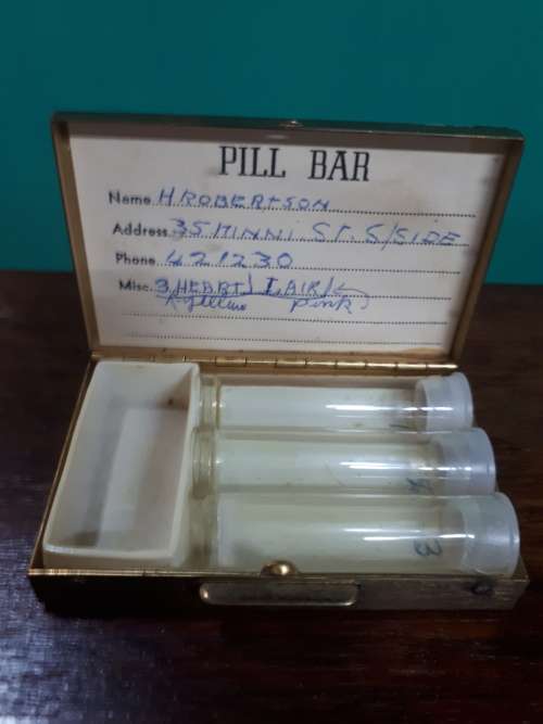 Vintage Brass Decorated Pill Bar
