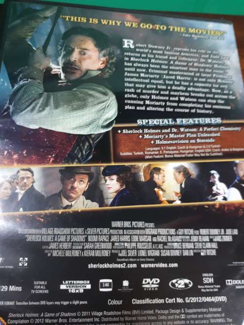 Sherlock Holmes a Game of Shadows DVD