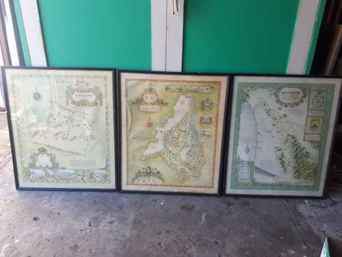 Set of Three Framed 1973 Winelands Maps (Robertson, Paarl, Olifantsrivier)