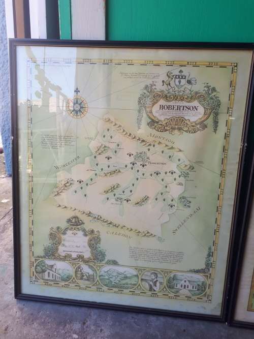 Set of Three Framed 1973 Winelands Maps (Robertson, Paarl, Olifantsrivier)