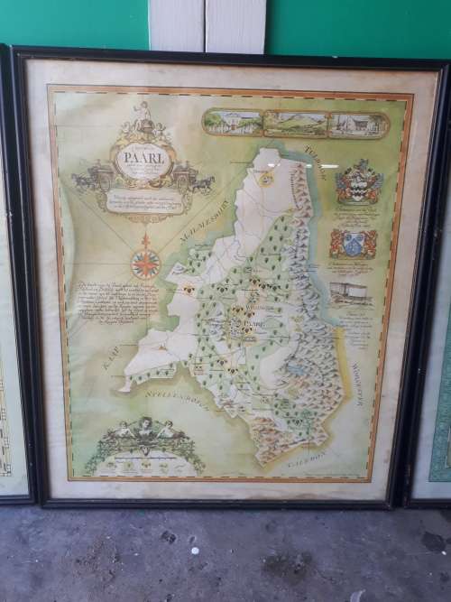 Set of Three Framed 1973 Winelands Maps (Robertson, Paarl, Olifantsrivier)