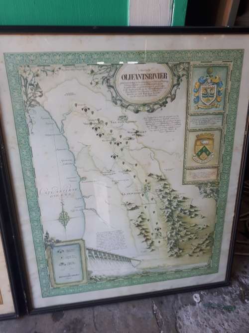 Set of Three Framed 1973 Winelands Maps (Robertson, Paarl, Olifantsrivier)