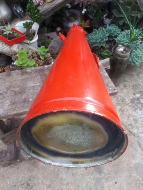Large Vintage Triangle Cylindrical Shaped Fire Extinguisher