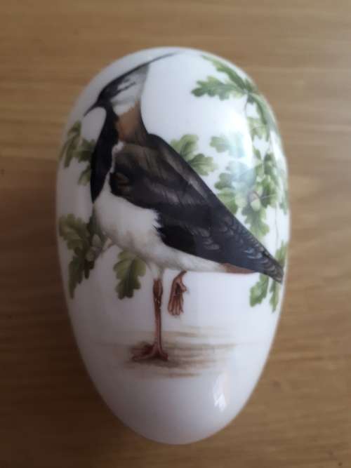 Vintage Coalport England British Birds `The Lapwing` Porcelain Trinket Egg