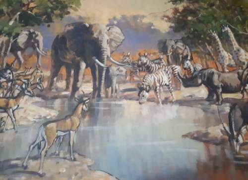 Rinus Muller SA Artist 1941 - 2004 Oil On Board Sleeper Wood Frame - Signed And Dated 2000