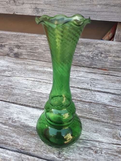 Stunning Bottle Green Glass Vase