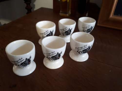 Set of 6 Porcelain Egg Cups 1937 - 1987 Bergkwagga Park Mountain Zebra