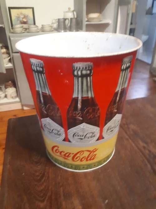 Retro Contemporary Enamel Coca Cola Waste Paper Bin