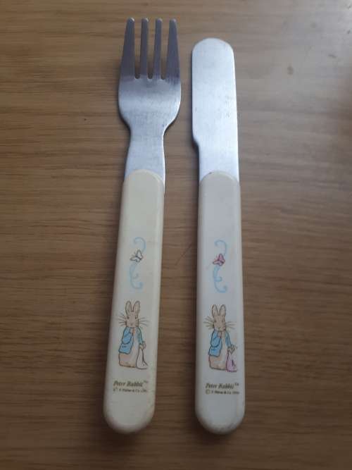 Circa 1990 Peter Rabbit Childrens Knife and Fork