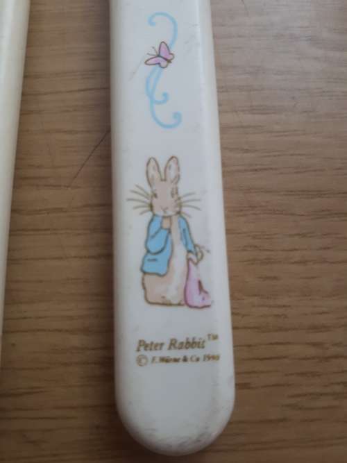 Circa 1990 Peter Rabbit Childrens Knife and Fork