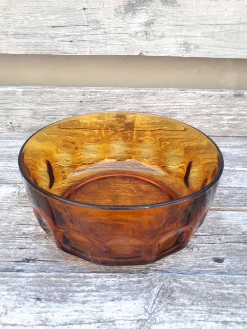 Retro Arcoroc France Amber Glass Bowl