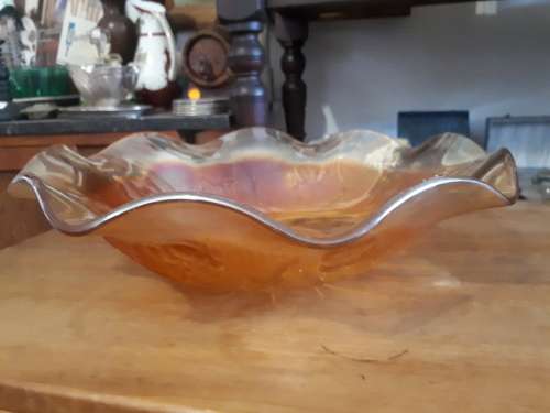 Large Carnival Glass Fruit Bowl