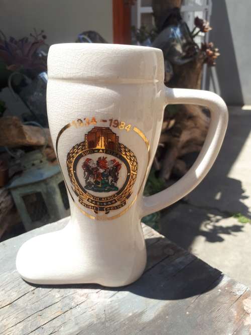 1934 - 1984 SAS - SAR Police 50 Year Ceramic Boot Shaped Mug