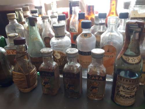 Collection Of 37 Vintage / Retro Miniature Alcohol Bottles