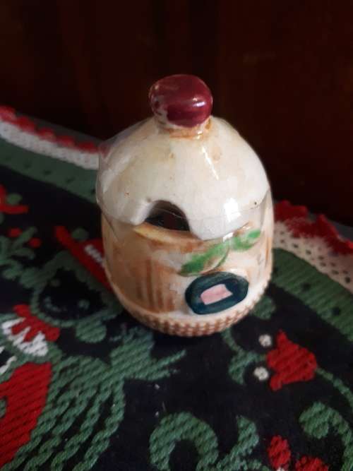 Small Vintage Ceramic Mustard Pot
