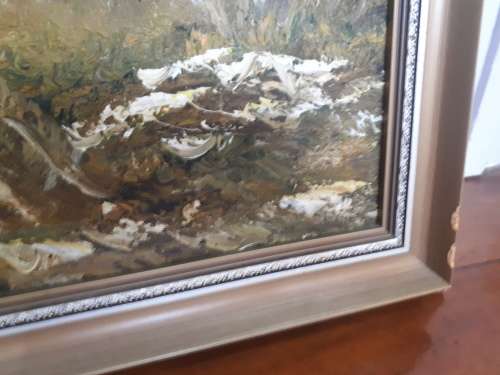 Barry Rees (Welsh 20th Century) Oil on Board River Scene