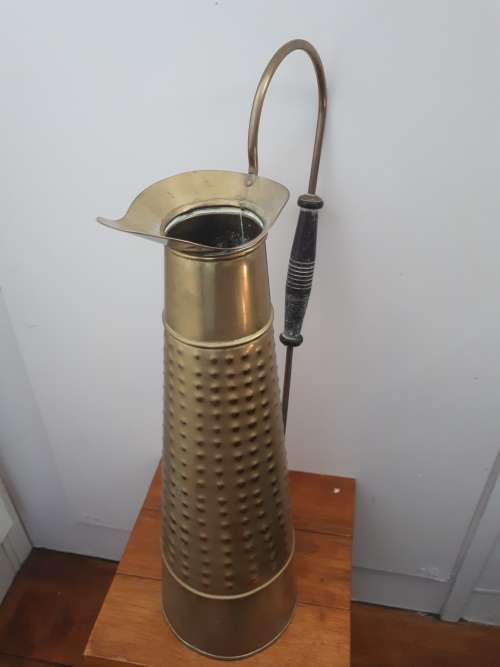 Large Early 1900`s Hammered Brass Pitcher