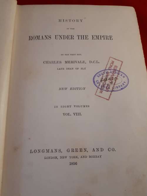 Circa 1896 The Roman`s Under The Empire Vol VIII - Charles Merivale