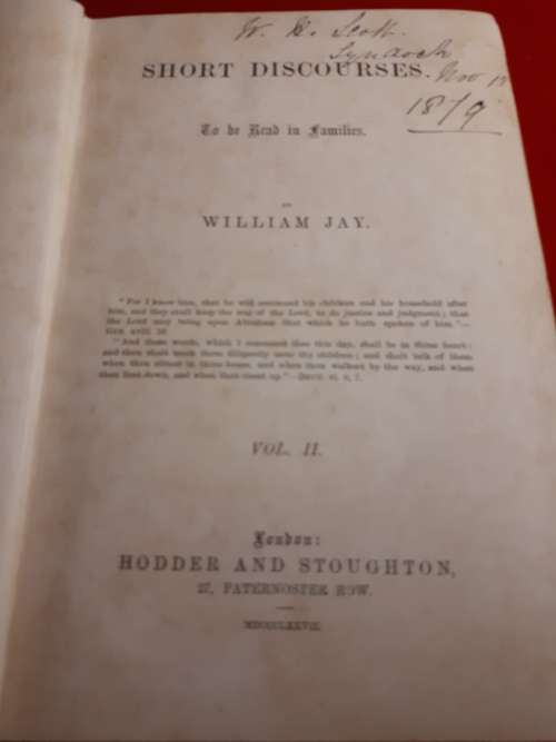 Circa 1877 Short Discourses Vol II - William Jay