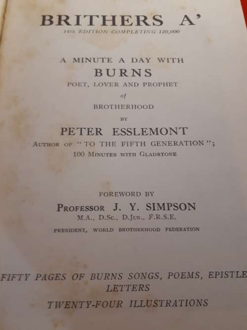 Circa 1945 Brithers A`, A Minute A Day With Burns - 14th Edition Completing 120,000