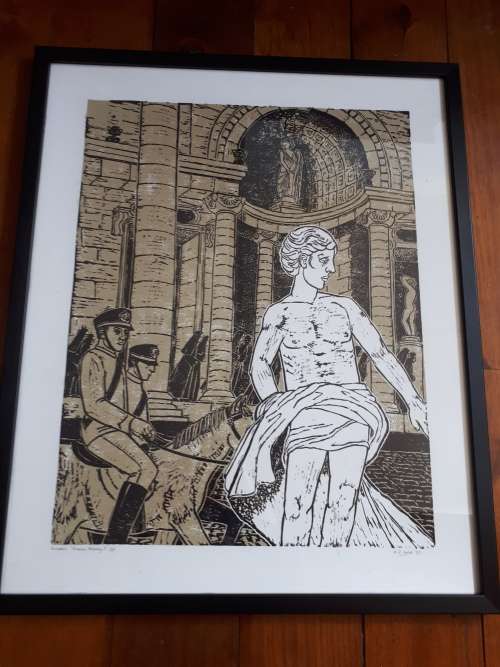 Popular SA Artist Mary Anne Dold `Roman Holiday` Linocut - Signed` Numbered 1993