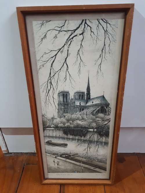 Spanish Artist Ortiz Alfau (1935-2000) Signed Lithograph `Paris Notre Dame Abside`