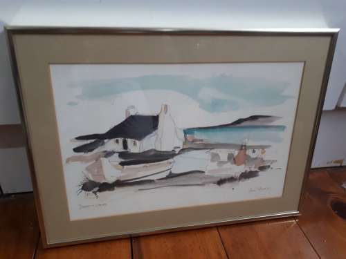 Popular 20th Century SA Artist Johan Taljaard `Daleen se Wasdag` Watercolor Signed @ Dated 1983