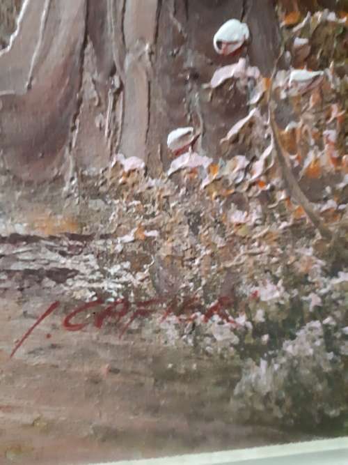 Irene Cafieri 20th Century Italian Artist Oil On Board `Forest And River`