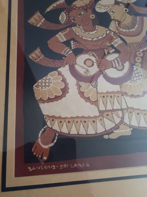 Stunning Glass Framed Vintage Silk Embroidery Sri Lanka
