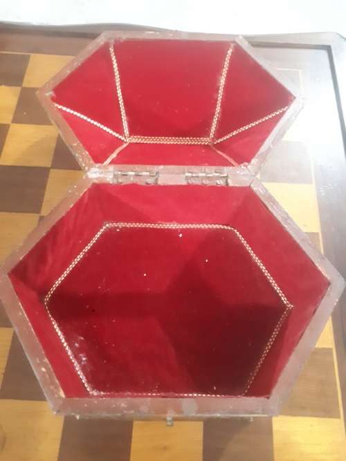 Early 1900`s Turkish Jewellery Box Hand Painted With Velvet Interior