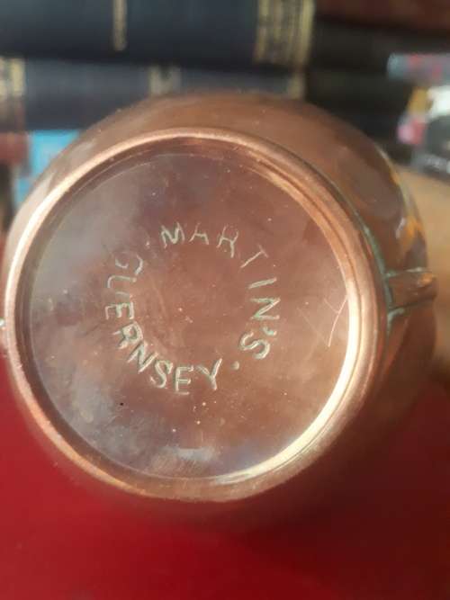 Vintage Martin`s Guernsey Copper Milk Creamer With Original 1976 Paperwork