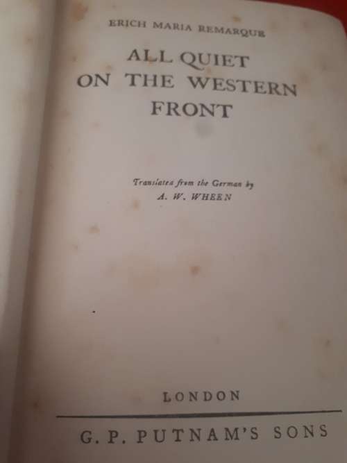 All Quiet On The Western Front - Erich Maria Remarque - 1929 1st Edition 15th Impression