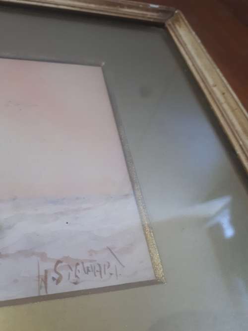 Famous British Artist William Stewart (1882 - 1953) `Boat on turbulent Water` Framed Watercolor