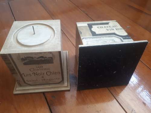 2 x Wooden Decorated Candle Holders
