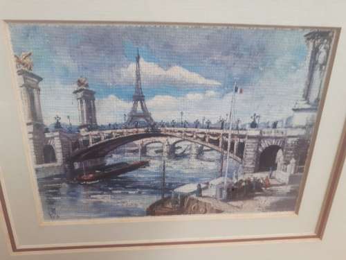 Stunning Signed Painting `Eiffel Tower & Canal`