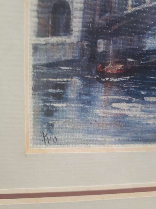Stunning Signed Painting `Eiffel Tower & Canal`