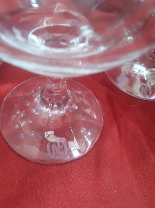Set of 6 Retro 1980`s Nampak Watermarked Crystal Beer Glasses (Mint Condition)