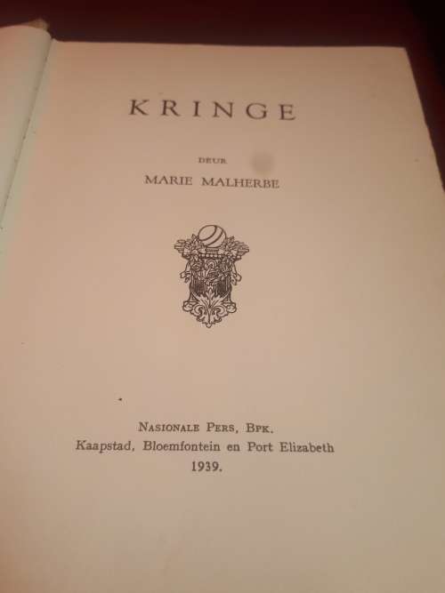 Kringe deur Marie Malherbe 1939 First Edition Clothcover