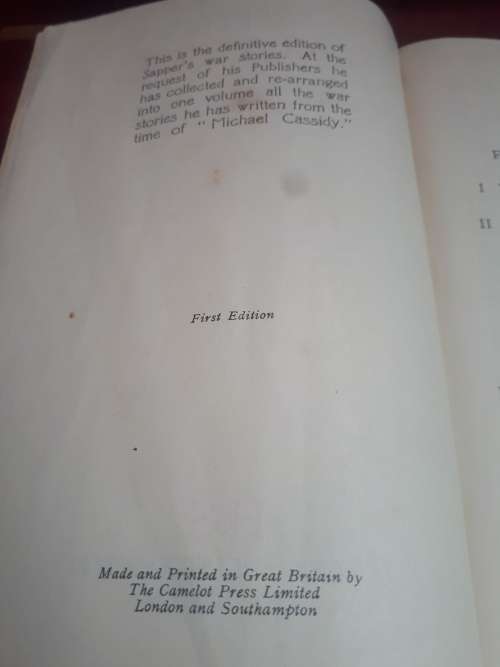Sapper`s War Stories 1930 First Edition Clothcover
